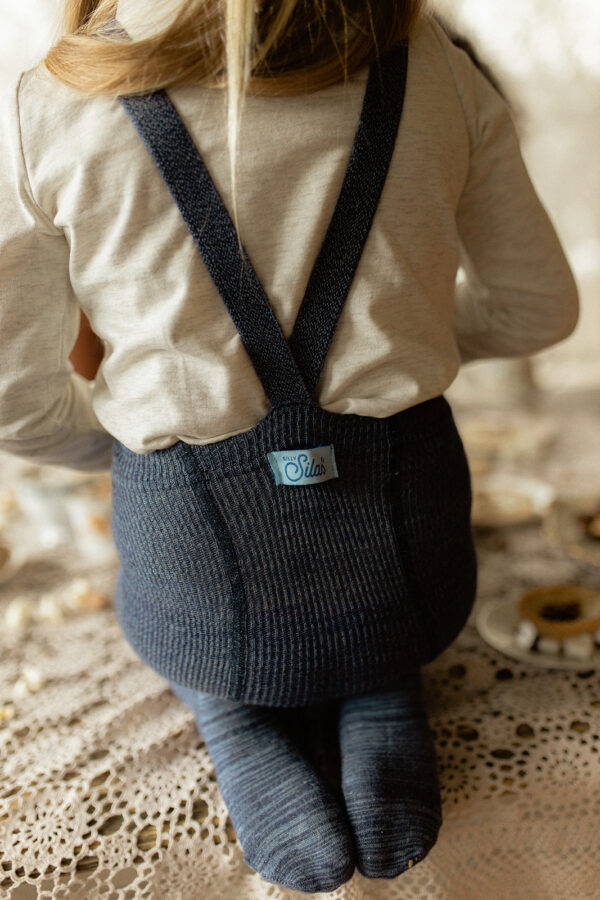 Strumpfhose mit Fuss und Hosenträgern "Footed Cotton Tights - Denim" – Bild 8
