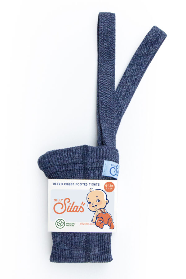 Strumpfhose mit Fuss und Hosenträgern "Footed Cotton Tights - Denim"