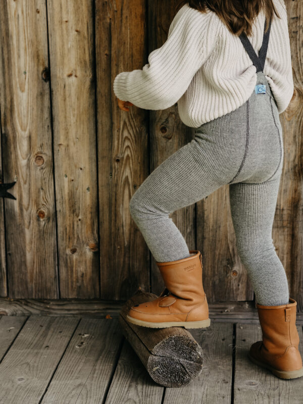 Wollstrumpfhose ohne Fuss mit Hosenträgern "Wooly Footless Tights - Granite Grey" – Bild 4