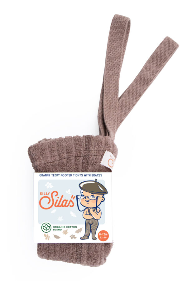 Granny Teddystrumpfhose mit Hosenträgern "Granny Teddy Footed Cotton Tights - Granola"