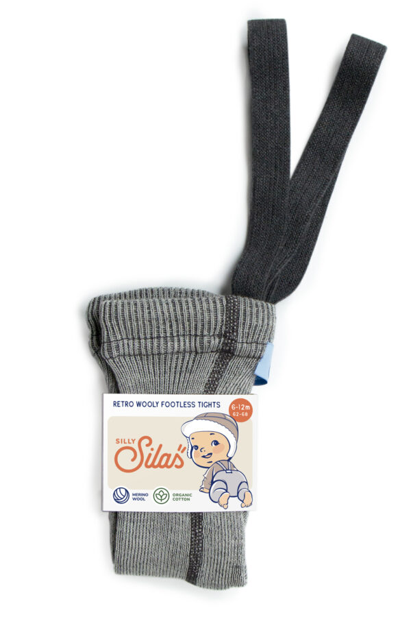 Wollstrumpfhose ohne Fuss mit Hosenträgern "Wooly Footless Tights - Granite Grey"