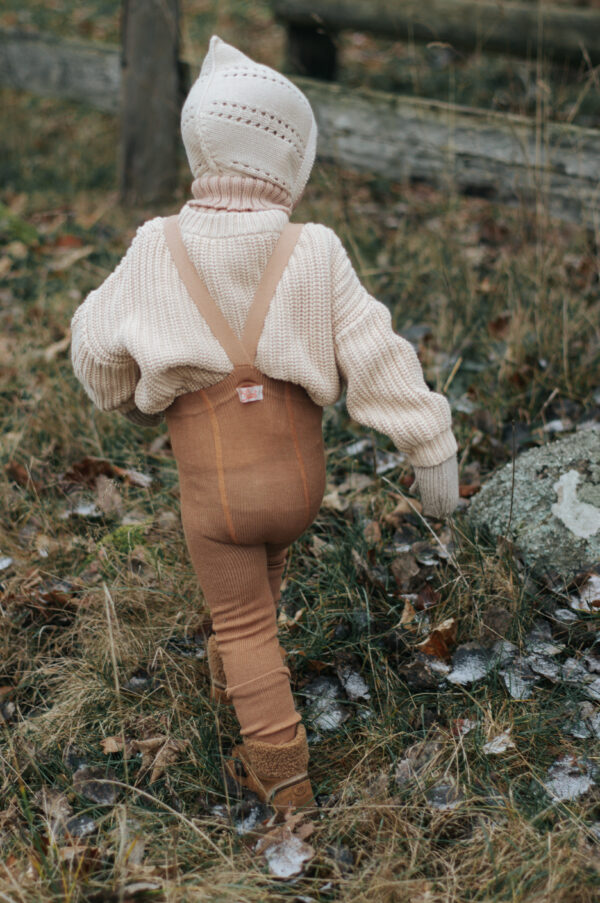 Wollstrumpfhose ohne Fuss mit Hosenträgern "Wooly Footless Tights - Cappuccino Brown" – Bild 6