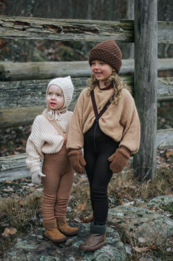 Wollstrumpfhose ohne Fuss mit Hosenträgern "Wooly Footless Tights - Espresso Brown" – Bild 6